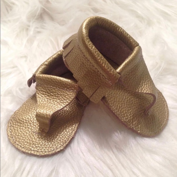 Real leather sandal Moccasins-gold - Picture 1 of 5